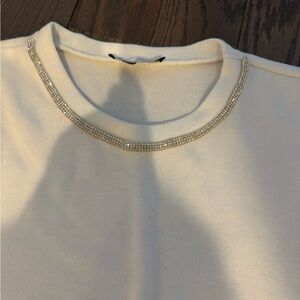 Zara Cream Top with Rhinestone Detail